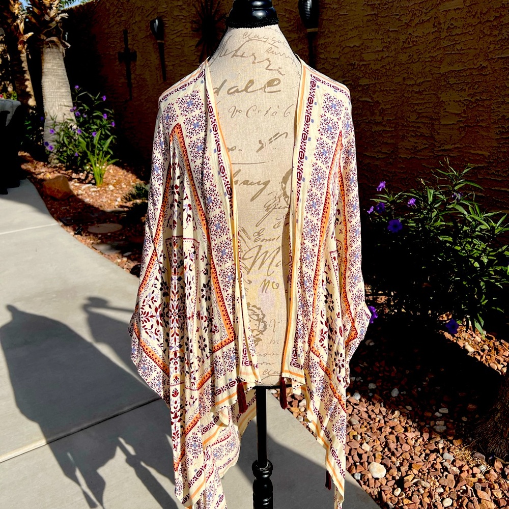 Rue 21 Kimono with fringe detail.
